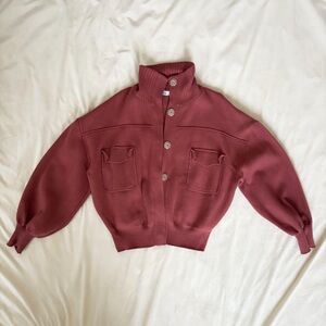 Pink Zara Button-Up Sweater Jacket